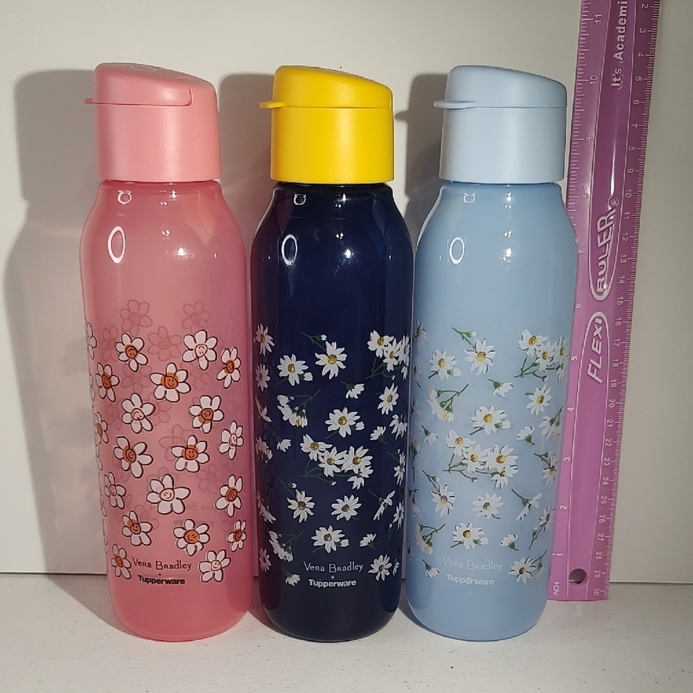 Vera Bradley Tupperware Floral Bottles - Pink, Navy, Light Blue